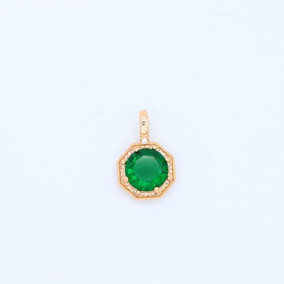 "Elegant Green Gem Pendant in Rose Gold Octagon Frame, XPPT1388 - Picture 11 of 13